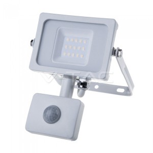 10W LED Прожектор Със Сензор  SAMSUNG ЧИП  Бяло Тяло 3000К