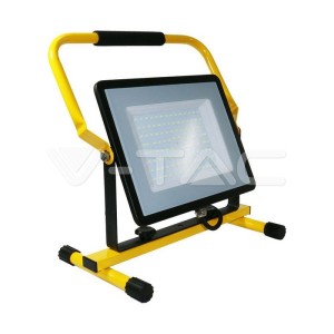 100W LED Прожектор SAMSUNG ЧИП SMD Сиво Тяло 4000К Стойка + 3 Метра Кабел ЕУ Щепсел