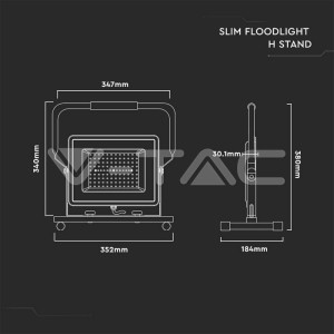 100W LED Прожектор SAMSUNG ЧИП SMD Сиво Тяло 4000К Стойка + 3 Метра Кабел ЕУ Щепсел