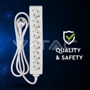 6 Гнезда Разклонител 3 Х 1.5 - 2 Х 1.5М Бял
