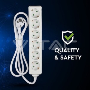 6 Гнезда Разклонител 3 Х 1.5 - 2 Х 3М Бял