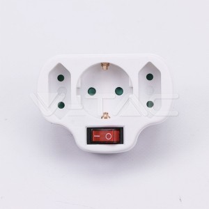 3 Щепсел Разклонител 2X10A + 1X16A 250V + Ключ 