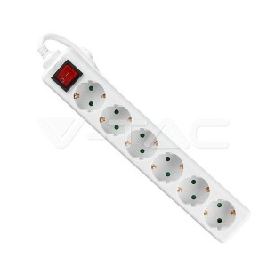 6 Гнезда Разклонител С Ключ 3 Х 1.5 - 2 Х 5М Бял