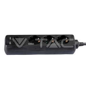 3 Гнезда Разклоните 2USB 3 Х 1.5 - 2 Х 1.5М Черен