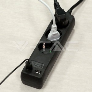 3 Гнезда Разклоните 2USB 3 Х 1.5 - 2 Х 1.5М Черен