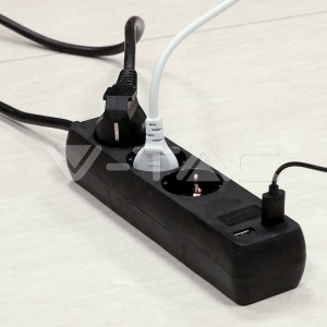 3 Гнезда Разклоните 2USB 3 Х 1.5 - 2 Х 1.5М Черен