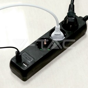 3 Гнезда Разклоните 2USB 3 Х 1.5 - 2 Х 5М Черен