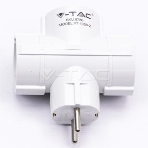3 Щепсел Разклонител 10/16А 250V Странищен Бял 