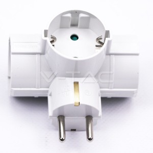 3 Щепсел Разклонител 10/16А 250V Страничен Бял 