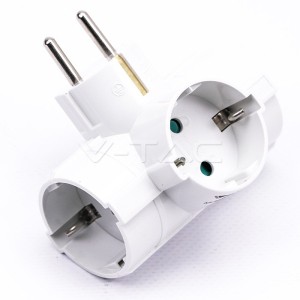 3 Щепсел Разклонител 10/16А 250V Страничен Бял 