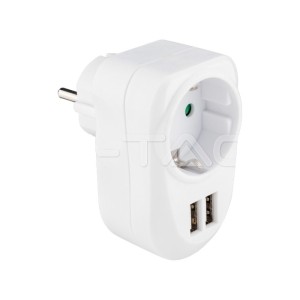 Щепсел Адаптер Шуко С 2ХUSB 5V -2.1A Бял 