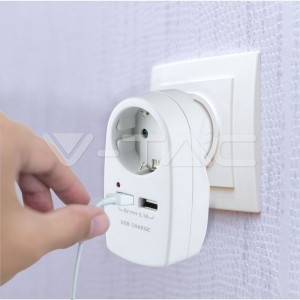 Щепсел Адаптер Шуко С 2ХUSB 5V -2.1A Бял 