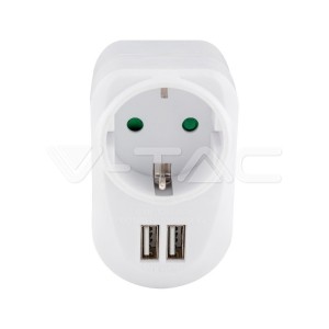 Щепсел Адаптер Шуко С 2ХUSB 5V -2.1A Бял 