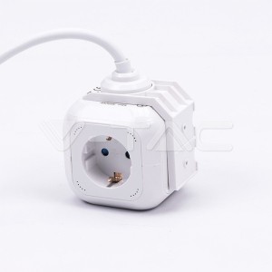 4 Гнезден Комбиниран Разклонител + 2USB 3X1.5 1.4M Бял Куб 