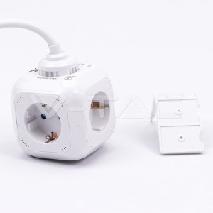 4 Гнезден Комбиниран Разклонител + 2USB 3X1.5 1.4M Бял Куб 
