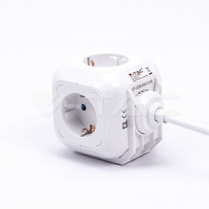 4 Гнезден Комбиниран Разклонител + 2USB 3X1.5 1.4M Бял Куб 
