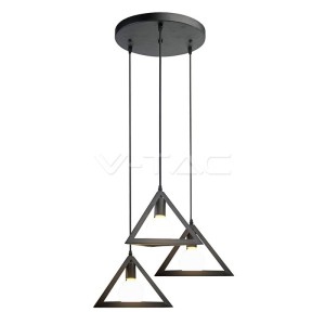 Пендел E27 Geometric  Пирамида Троен Черен Мат