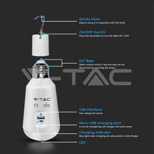 LED Крушка - 7W Соларна 3в1 С Дистанционно 