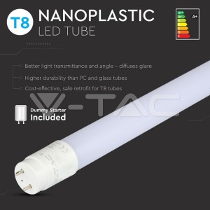 LED Пура T8 10W - 60 см Nano Пластик 3000K Без Ротационна 