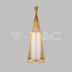 Дървена Наземна Лампа  E27 Ратан D400*1500mm
