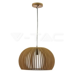 Дървен Пендел E27 Дърво + Хром Голям Ринг  D440*H280MM