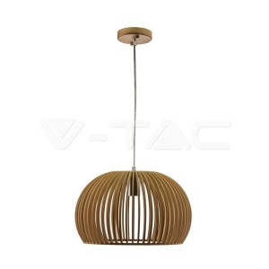 Дървен Пендел E27 Дърво + Хром Голям Ринг  D330*H220MM