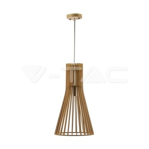 Дървен Пендел E27 Дърво + Хром Конус  D250*H450MM