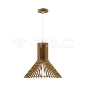 Дървен Пендел E27 Дърво + Хром Конус D350*H310MM