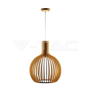 Дървен Пендел E27 Дърво + Хром Кръг D350*450mm