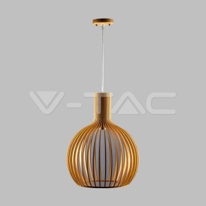 Дървен Пендел E27 Дърво + Хром Кръг D350*450mm