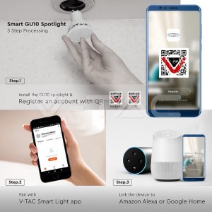 LED Крушка - 4.5W GU10 Пластик SMART RGB + Топла и Студена Светлина 