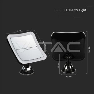 3.2 LED Огледало 3xAAA Батерия Черно Тяло
