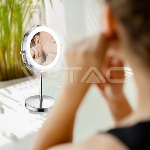 3 LED Огледало Настолно 4xAAA Батерия Никел Тяло D:17СМ 