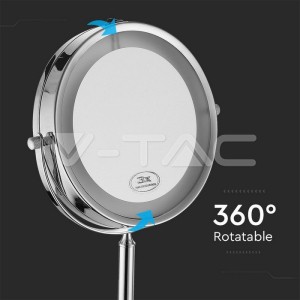 3 LED Огледало Настолно 4xAAA Батерия Никел Тяло D:17СМ 