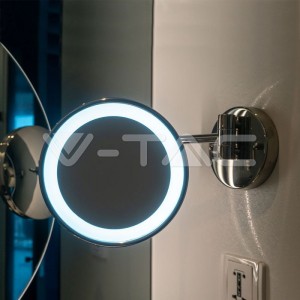 3 LED Огледало За Стена 4xAAA Батерия Никел Тяло D:17СМ 