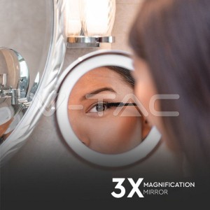3 LED Огледало За Стена 4xAAA Батерия Никел Тяло D:17СМ 