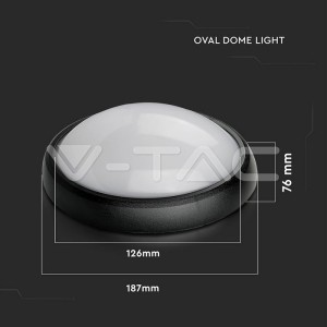 8W Плафониера Овал Черно Тяло 4000К IP66 