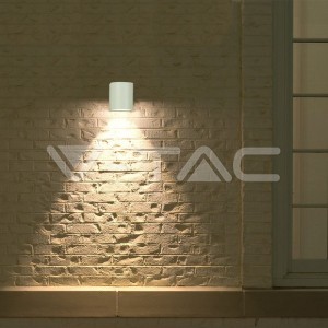 Фасадно Тяло За Стена GU10  Кръг Бяло Тяло  Една Посока IP44