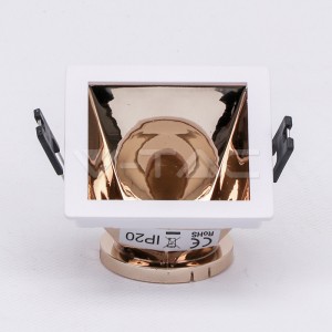 GU10 Отливка Квадрат Бяло+Розово Златоно VT-875