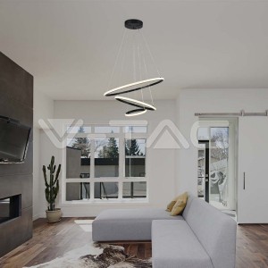 32W LED Висяща Декоративна Лампа 600*400*200 Черно Тяло 3000K