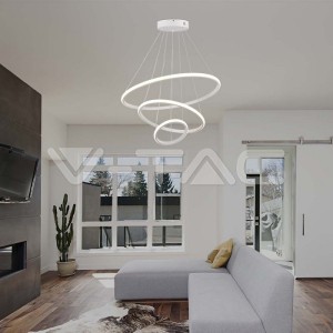 32W LED Висяща Декоративна Лампа 600*400*200 Бяло Тяло 3000K