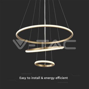 32W LED Висяща Декоративна Лампа 600*400*200 Златно Тяло 3000K