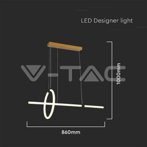 16W LED Висяща Декоративна Лампа 860*300 Черно Тяло 3000K