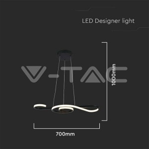 18W LED Висяща Декоративна Лампа 700*250 Черно Тяло 3000K
