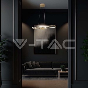 18W LED Висяща Декоративна Лампа 700*250 Златно Тяло 3000K
