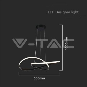 20W LED Висяща Декоративна Лампа Ф500 Черно Тяло 3000K