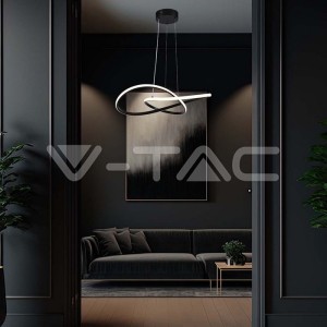 20W LED Висяща Декоративна Лампа Ф500 Черно Тяло 3000K