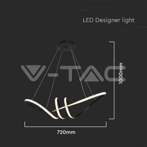 24W LED Висяща Декоративна Лампа 720*300 Черно Тяло 3000K