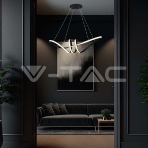 24W LED Висяща Декоративна Лампа 720*300 Черно Тяло 3000K
