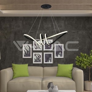 24W LED Висяща Декоративна Лампа 720*300 Черно Тяло 3000K